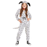 Kids Children Movie Cruella Spotted Dog White Jumpsuit Outfits Cosplay Costume Halloween Carnival Suit